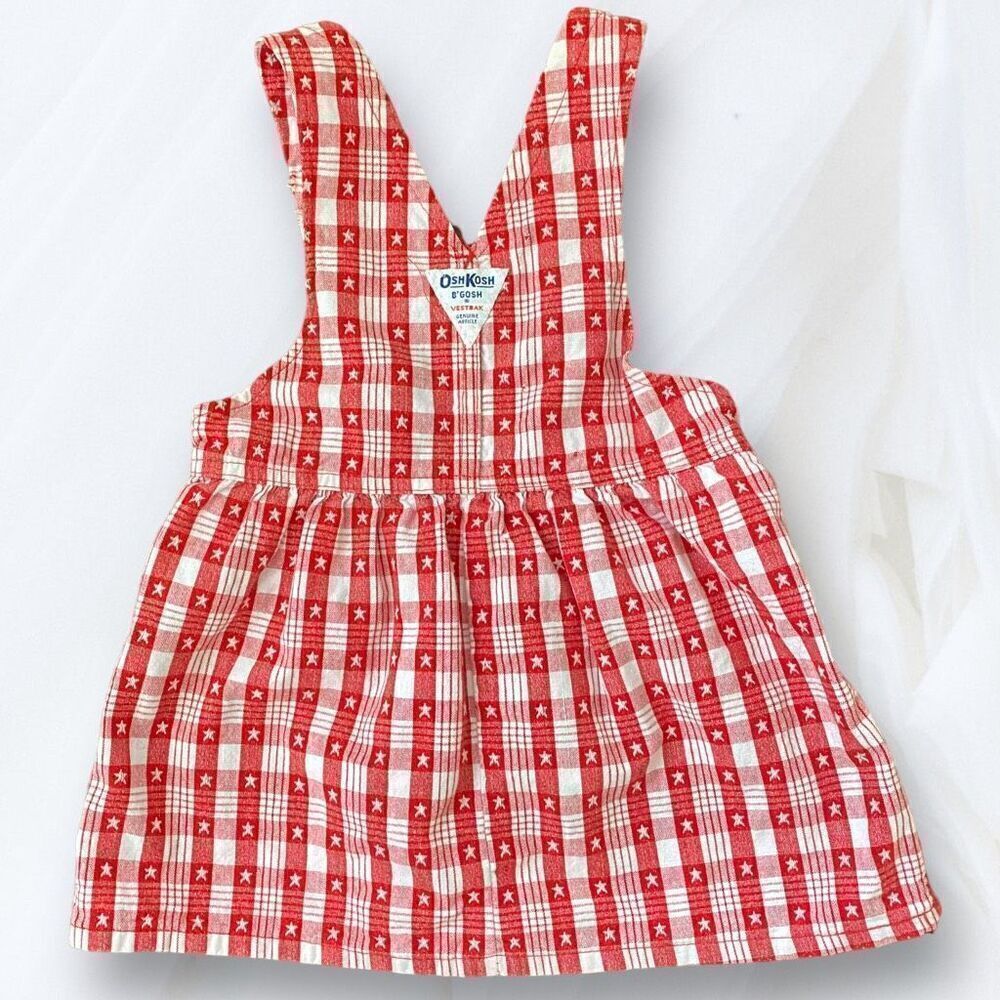Vintage Oshkosh Vestabak Checkered Pinafore Overall Dress - Picture 2 of 5